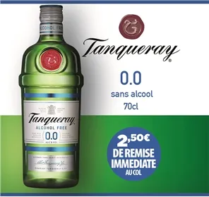 2,50€ REMISE TANQUERAY 0.0 70CL