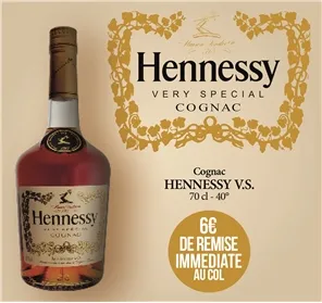 6 EUROS REMISE COGNAC HENNESSY VS 70CL