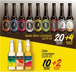 20+4 BTLES LA PARISIENNE ET 10+2 LE SAUVAGEON