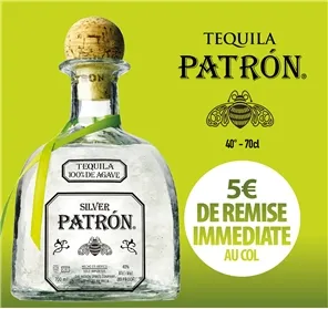 5 EUROS REMISE TEQUILA PATRON SILVER 70CL