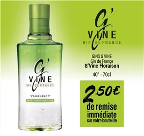 2,50€ REMISE GINS G VINE FLORAISON
