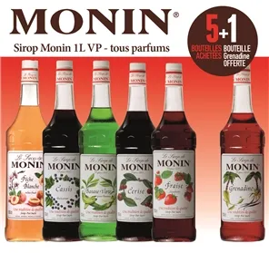 1 SIROP MONIN GRENADINE 1L OFFERT POUR 5 MONIN 1L