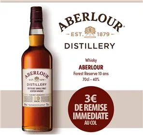 3 EUROS REMISE  WHISKY ABERLOUR 10 ANS
