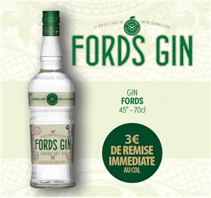 3€ DE REMISE SUR GIN FORDS